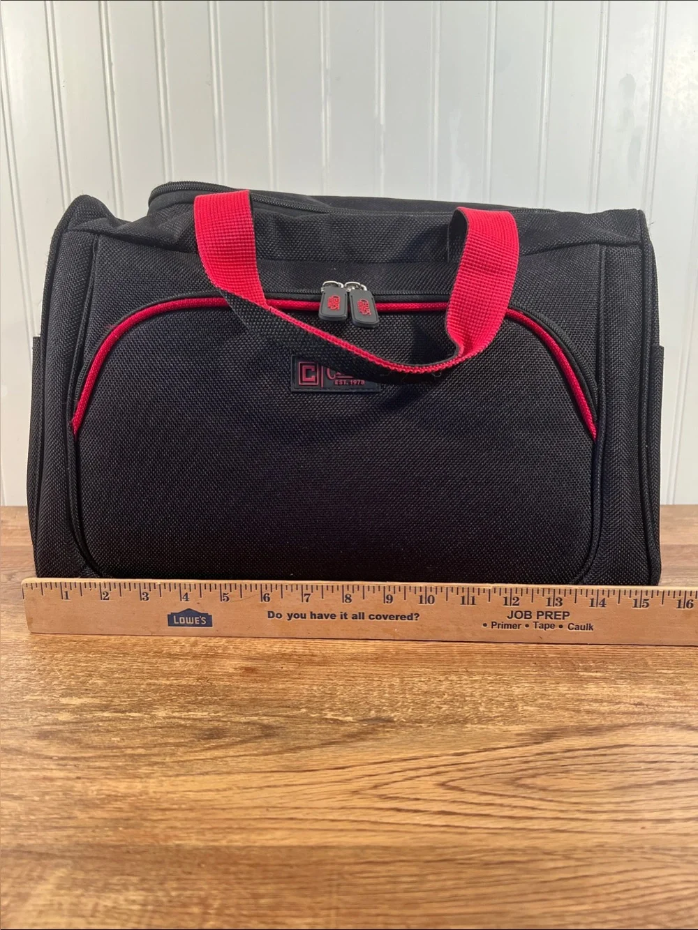 Chaps Black Travel Duffel Bag with Red Trim Overnight Bag